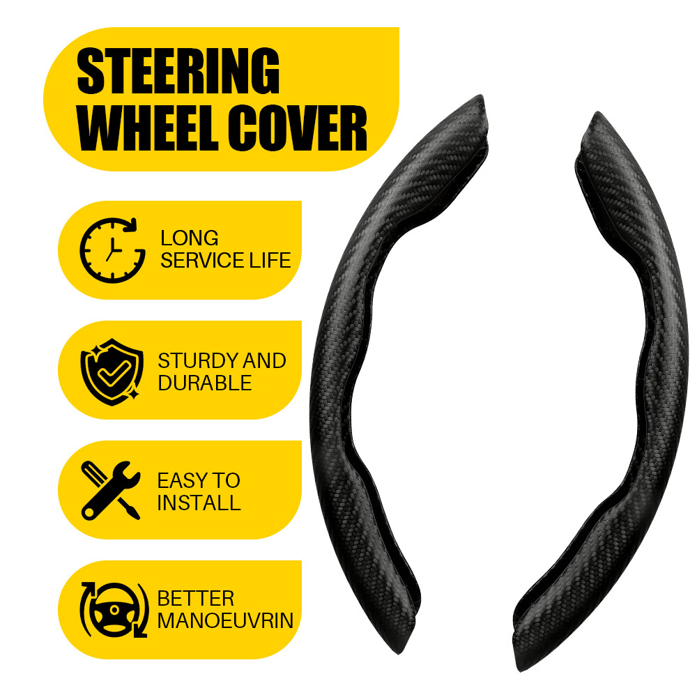 2 For Mercedes-Benz Carbon Fiber Car Steering Wheel Cover Non-slip Accessories M