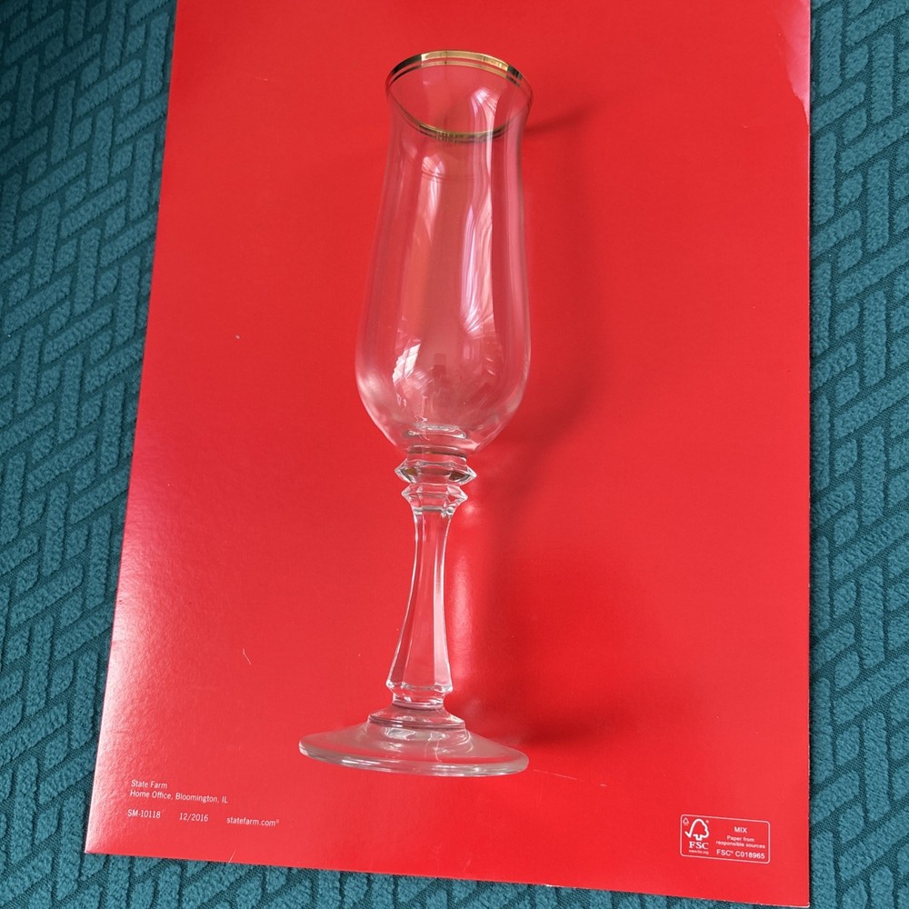 Set of 4 Gold Rimmed Glass Champagne Flutes 8.25