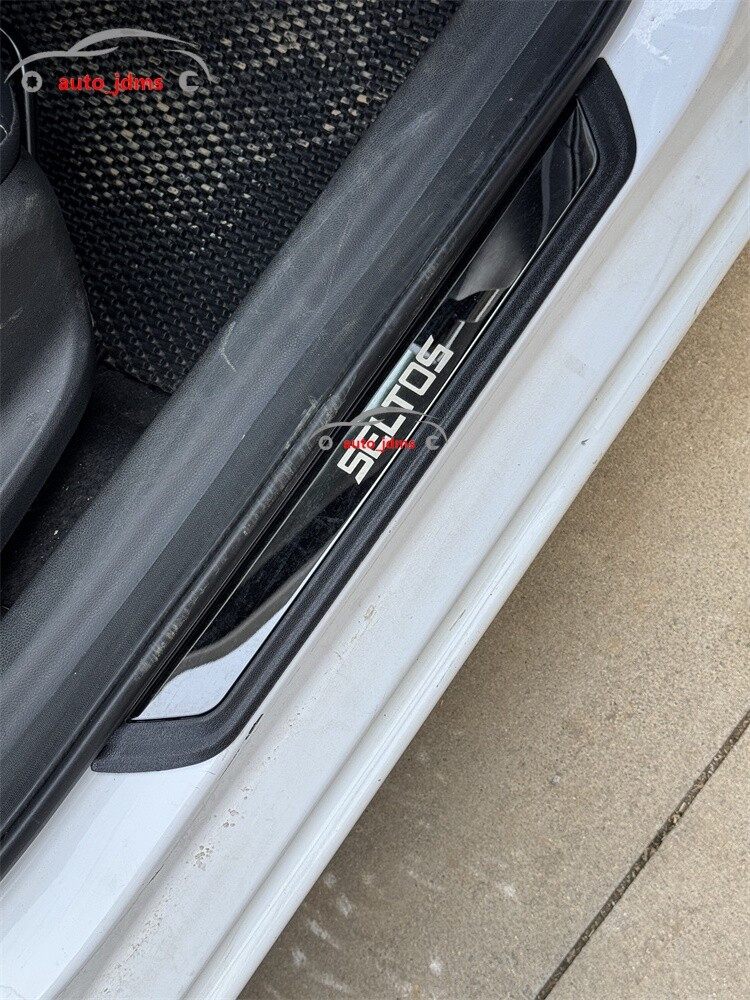 Kia Seltos Black Steel Door Sill Protector Guard Scuff Plate
