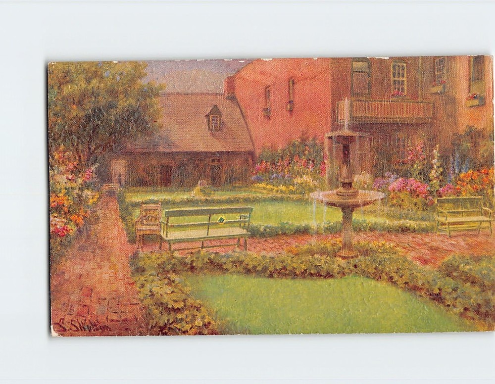 Postcard Enchanted Gardena & Old Stone House Edgar Allan Poe Shrine Richmond VA