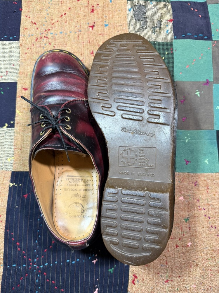 Vintage Dr. Martens Leather Mens Shoes UK 9 US 10 Made in England red black