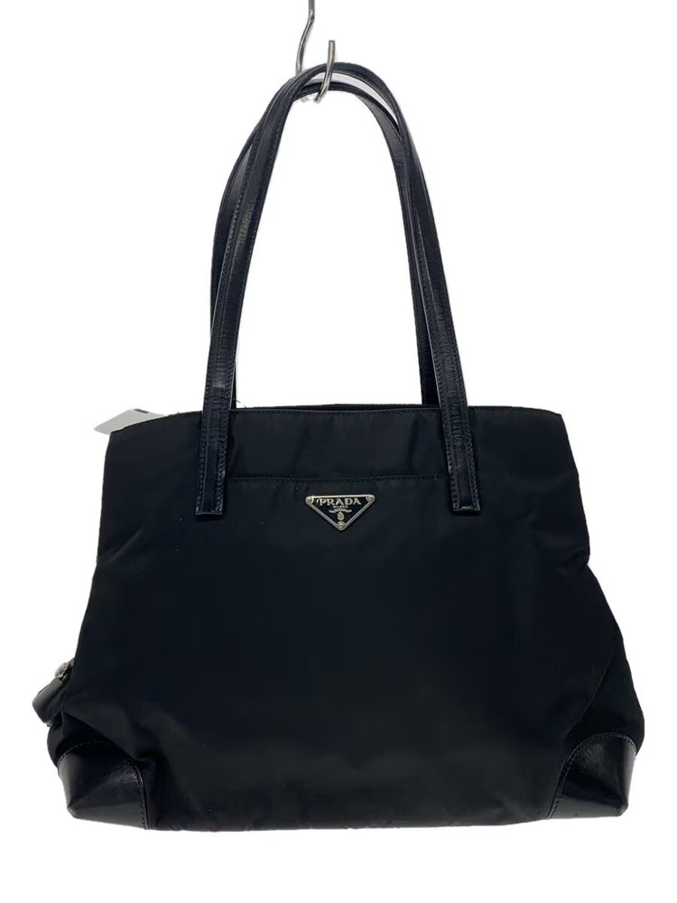 Prada Black Plate Handbag Authentic Vintage From Japan