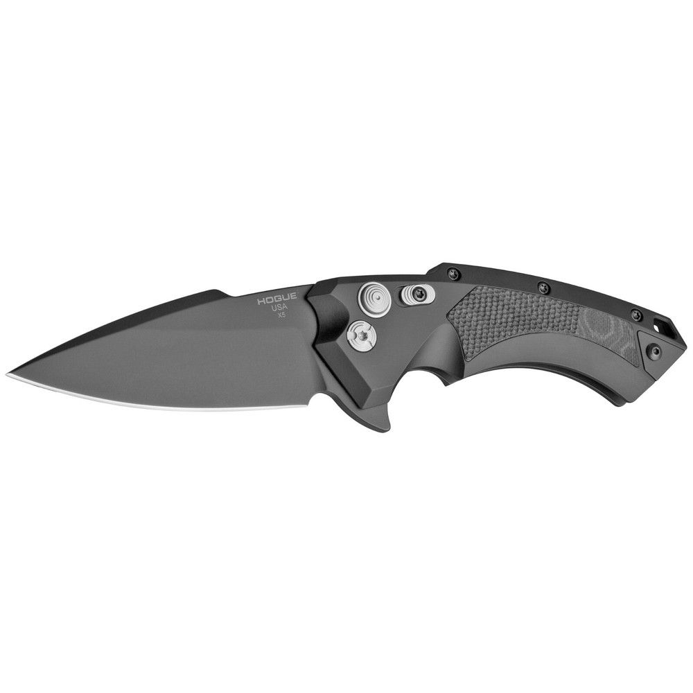 Hogue X5 Folding Knife Black Alum/G10 Handle CPM154 Plain Black Blade 34559