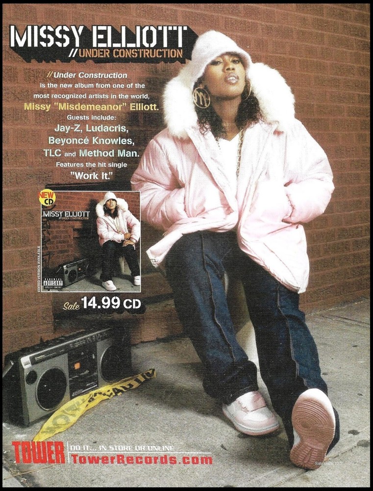 Missy Elliott Under Construction album ad 2002 Tower Records advertisement print