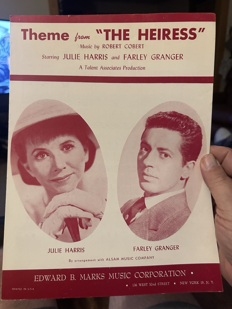 B 1961 Julie Harris movie sheet music THE HEIRESS (theme)