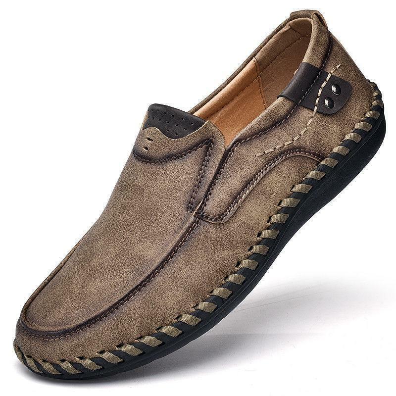 Men's Slip-On Loafers – Casual Cowhide Driving Shoes Handmade Boat Shoes