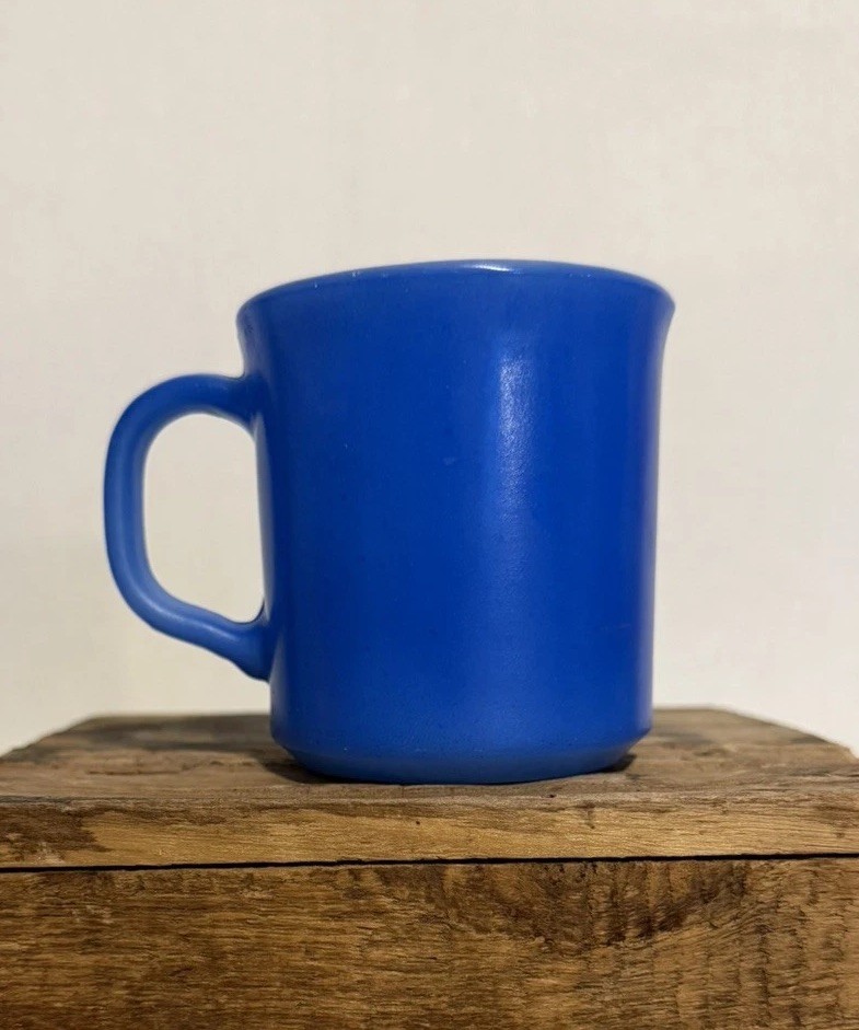 Vintage ANCHOR HOCKING Solid Cobalt Blue Milk Glass Coffee Tea Mug Made in USA