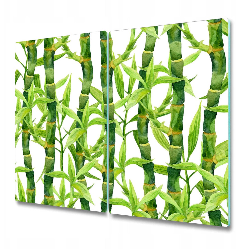 Tempered Glass Worktop Saver Watercolour Bamboo Floral Flowers 2x30x52