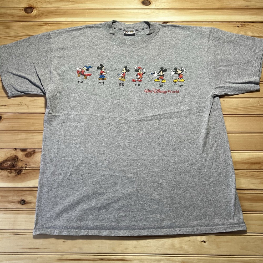 Vintage Walt Disney World Mickey Mouse 1940 Through Today Eras Shirt Size 2XL