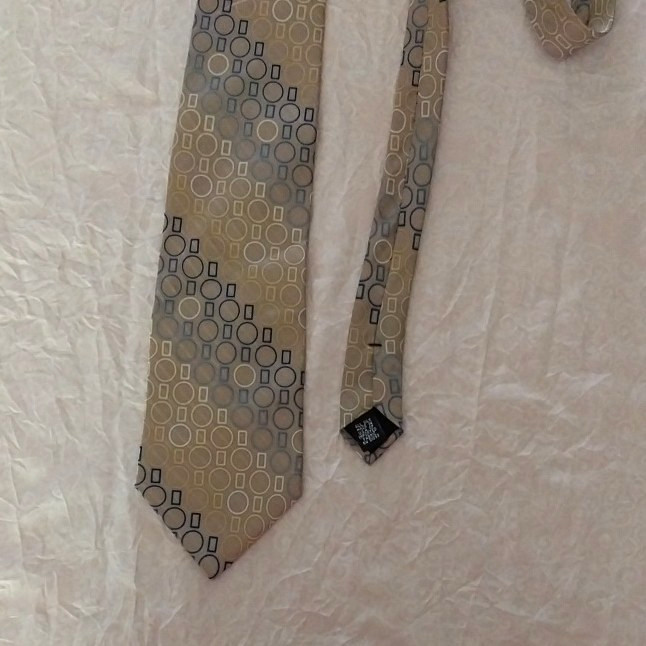 Puritan Men's Gold & Blue Geometric Woven Silk Standard/Classic Tie Necktie