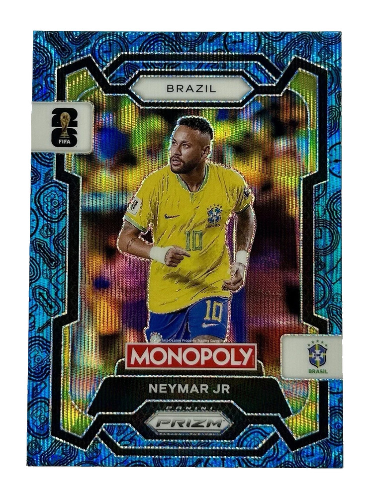 2026 Panini Prizm Monopoly FIFA World Cup Neymar Jr. Blue Wave Card #15 Brazl