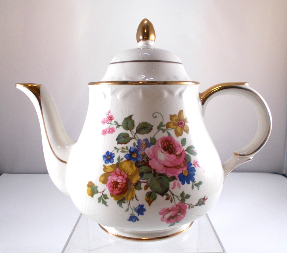 VTG Arthur Wood Roses Transferware Staffordshire England Teapot