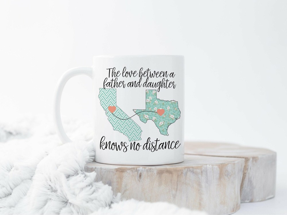 Custom Long Distance Mug Christmas Gift For Dad State To State Mug Father's Day