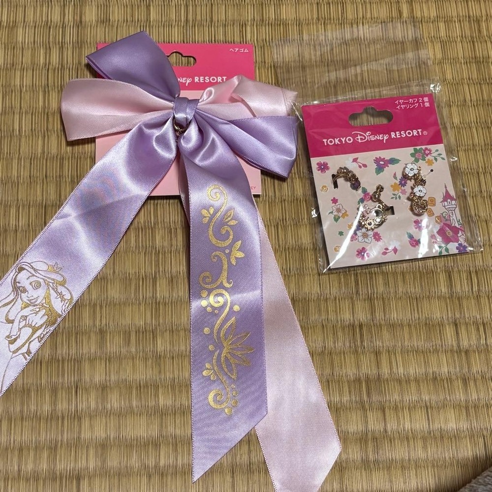 Rapunzel hair elastic earring set #fd0cc8