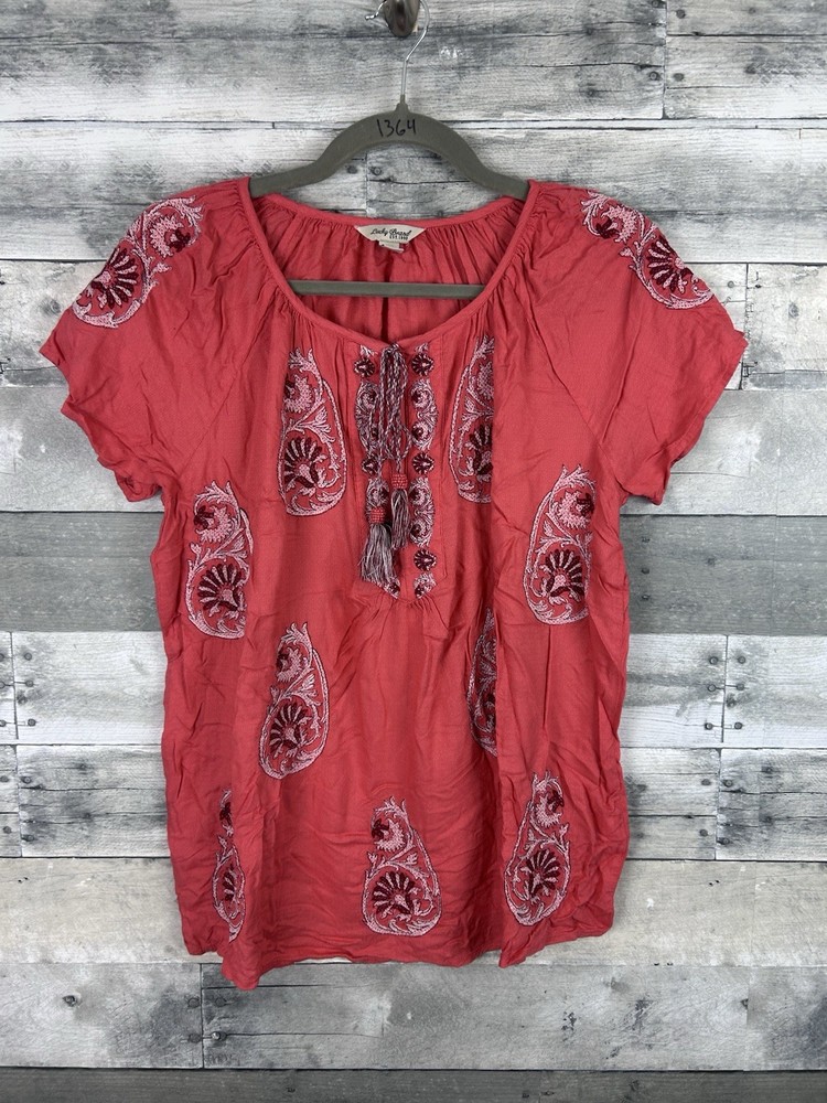 Lucky Brand Women’s Pink Small Short Sleeve Blouse