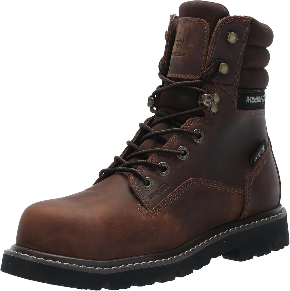 Wolverine Mens Revival 8 Inch Waterproof Work Boot with Composite Toe