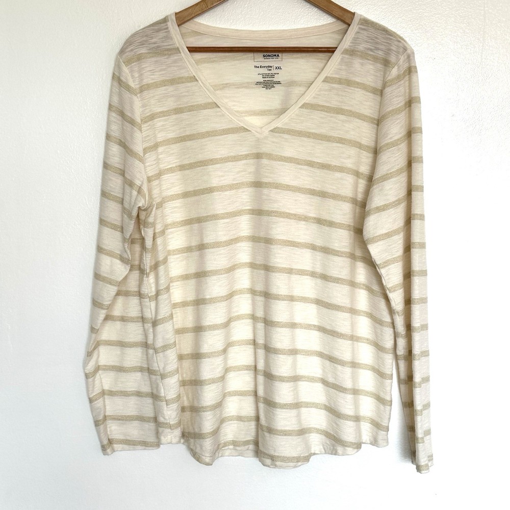 Sonoma Shirt Women’s XXL Striped Long Sleeve Pullover Lightweight Top