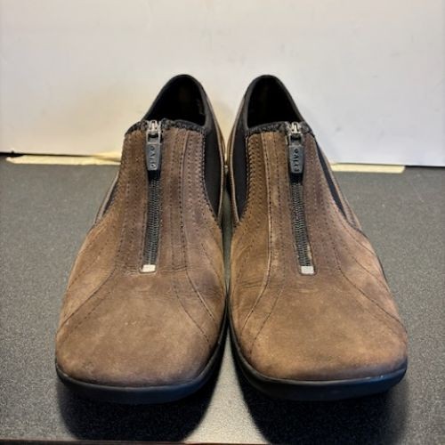 Women's Clarks Privo Brown Suede and Mesh Mule w/Zipper Rubber Sole 8M