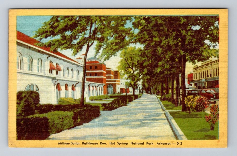 Hot Springs National Park, Million Dollar Bathhouse Row, Vintage Postcard