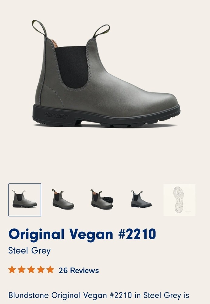 Men's Blundstone 2210 Vegan Leather Ankle Boots Gray Size 10 M