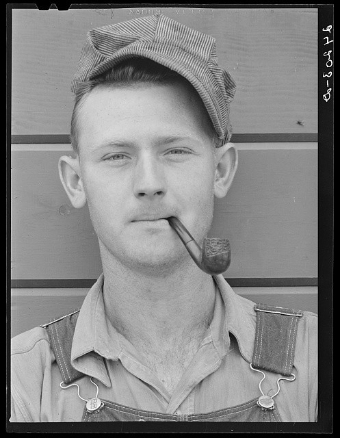 Visalia California 1940 Migrant Field Worker Tulare Camp Pipe Portrait