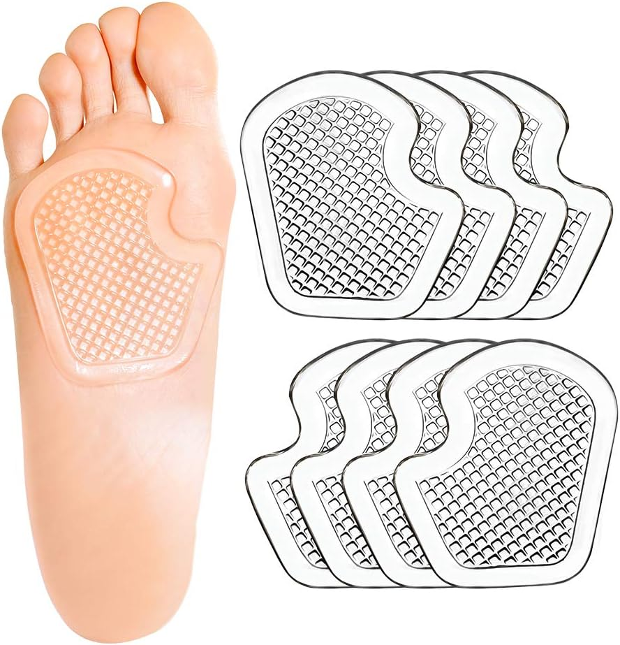 Gel Metatarsal Pads 8-Pack for Ball of Foot Pain Relief & Protection