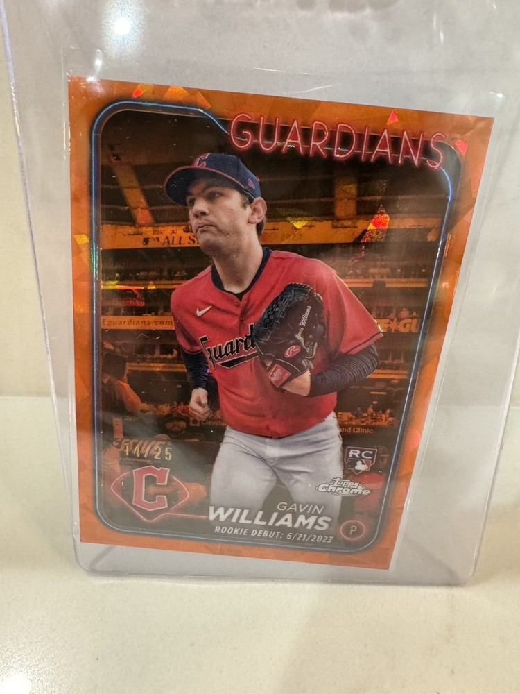 2024 Topps Chrome Update Series Sapphire Edition Gavin Williams Orange Refr. /25