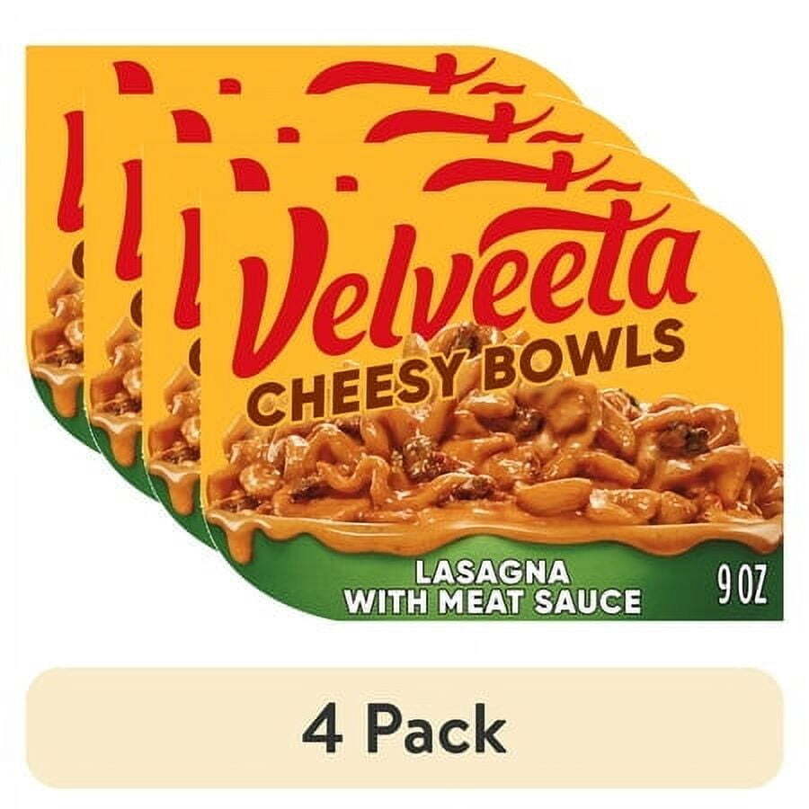 4-Pack Velveeta Cheese Lasagna Bowls with Meat Sauce 9 oz Meals