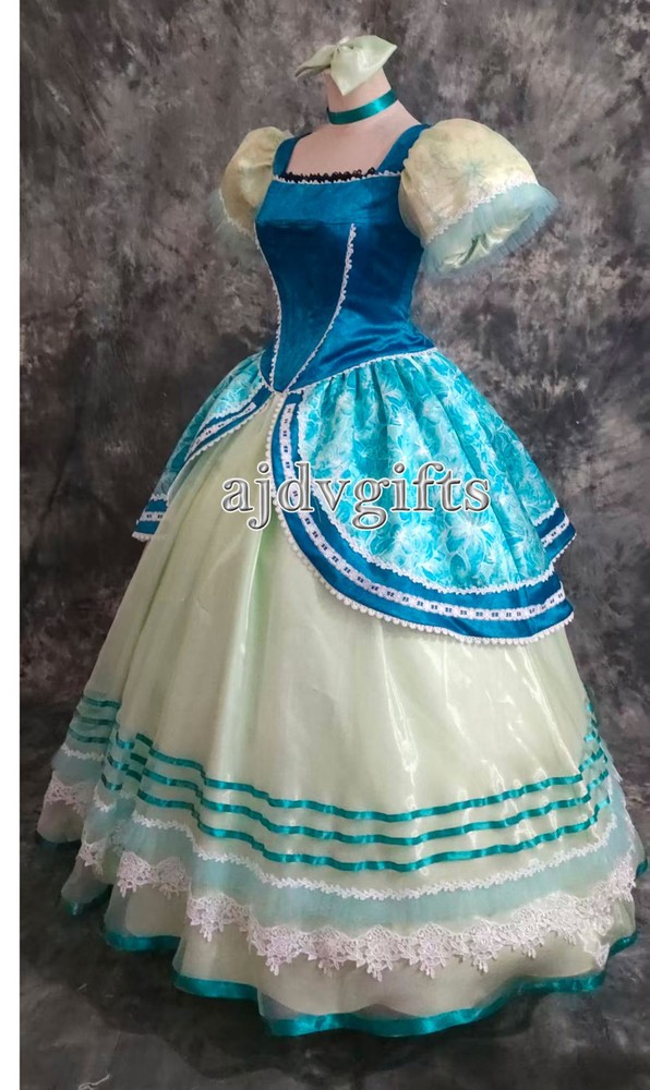 Cinderella Blue Princess Dress Cosplay Costume for Women Girls – Sister Matching