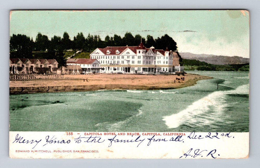Capitola CA-California, Capitola Hotel & Beach, Vintage c1906 Postcard