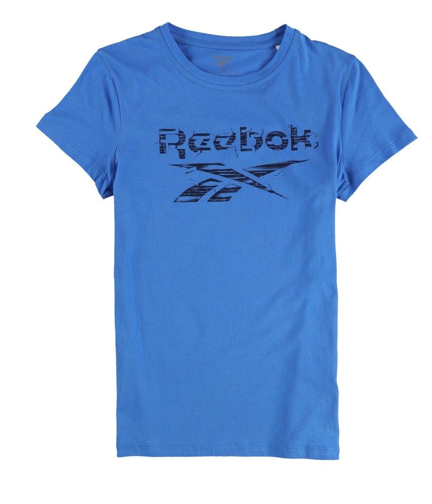 Reebok Womens Abstract Logo Graphic T-Shirt, Blue, Small-image