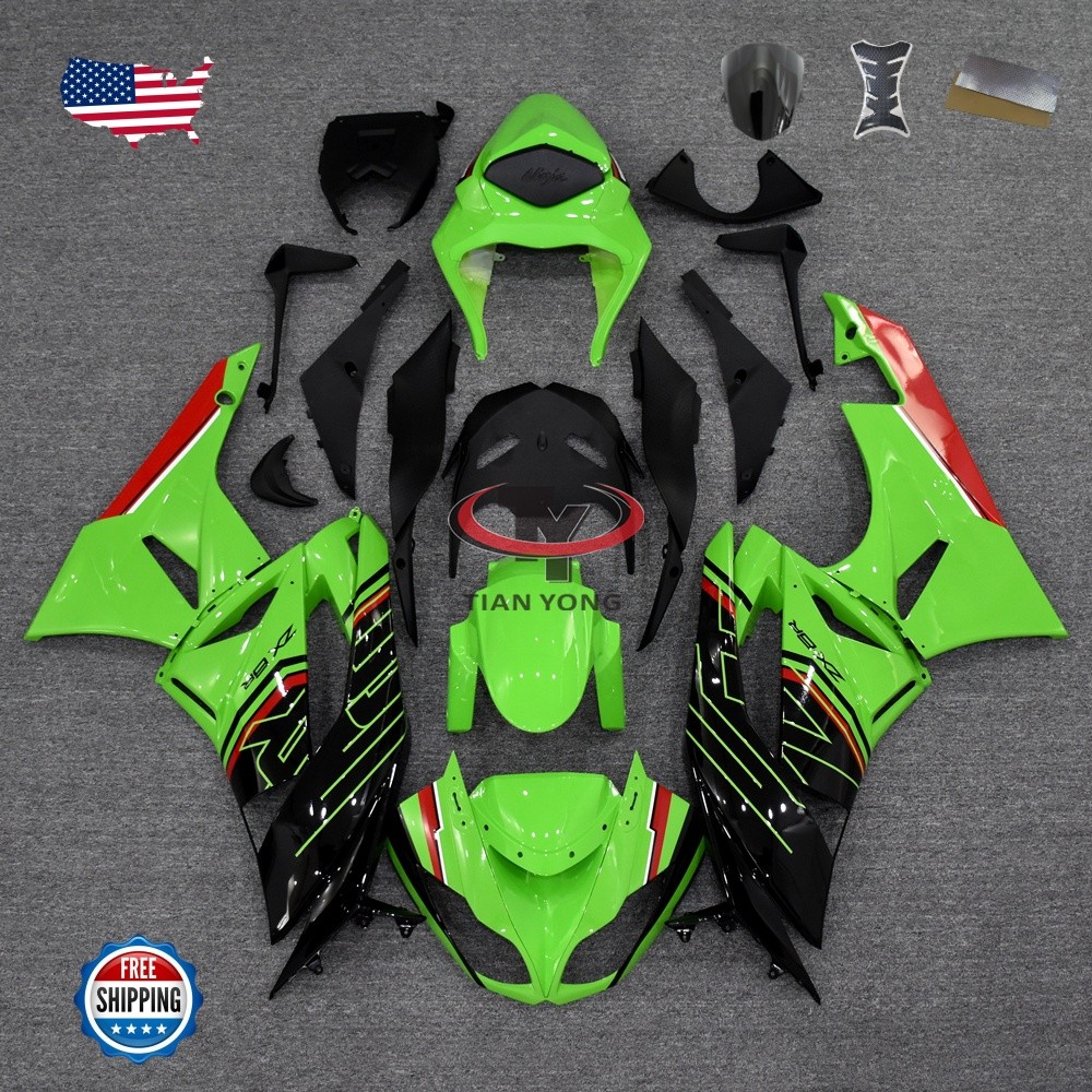 Green Black ABS Fairing Fit for Kawasaki 2009 2010 2011 2012 Ninja ZX6R 636 Body