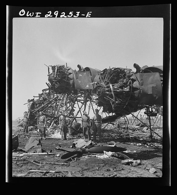 Photo:Tunis Tunisia 1943 German 6-Motored Transport Plane Wreckage Airport