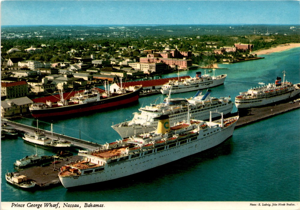 Prince George Wharf, Nassau, Bahamas, E. Ludwig, John Hinde Studios, Postcard
