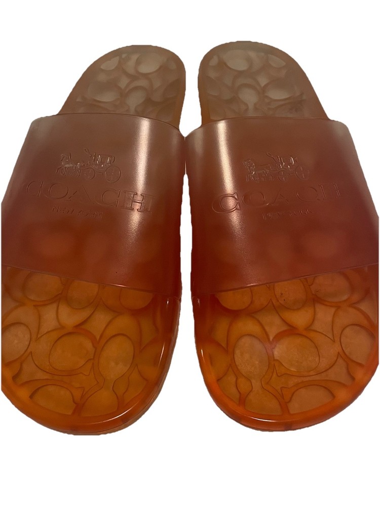 Coach Women’s Ulyssa Jelly Pool Slides Tangerine Size 9