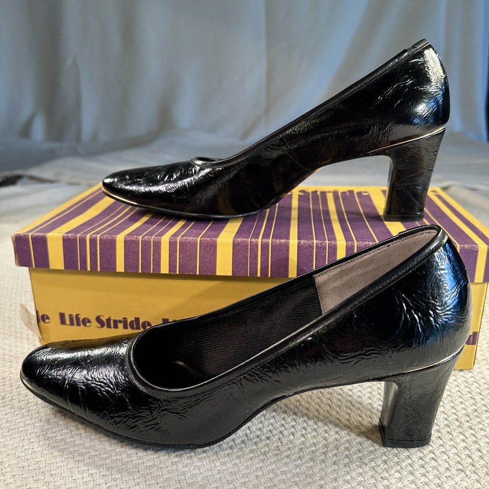 Vintage LIFE STRIDE SIZE 8.5 BLACK PUMPS HEELS SHOES WOMENS With BOX