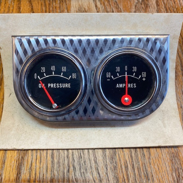 Oil Pressure and Ammeter Gauge Kit with Diamond Stripe Design 3939-image