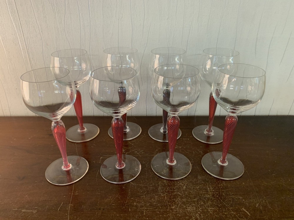 8 Red Wine Glasses Model Mozarten Crystal Saint Louis (Price Per Unit)