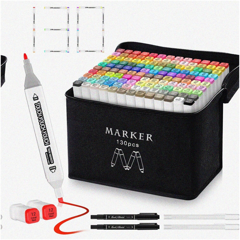 RainbowBlend Dual Tip Alcohol Markers - 130 Vibrant Colors