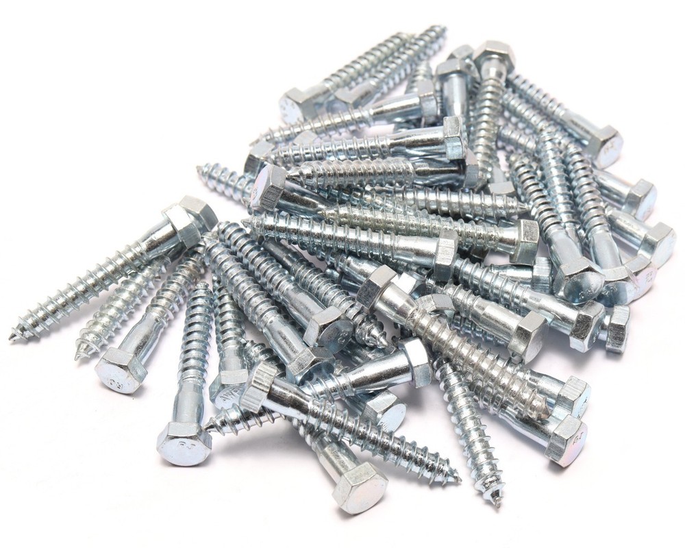 3/8 x 2.5 Inch Zinc Plated Lag Bolts with Shank 50 Pack