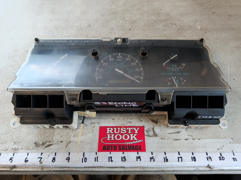 1993 FORD ECONOLINE INSTRUMENT CLUSTER F2UF-10848-AA 143K MILES