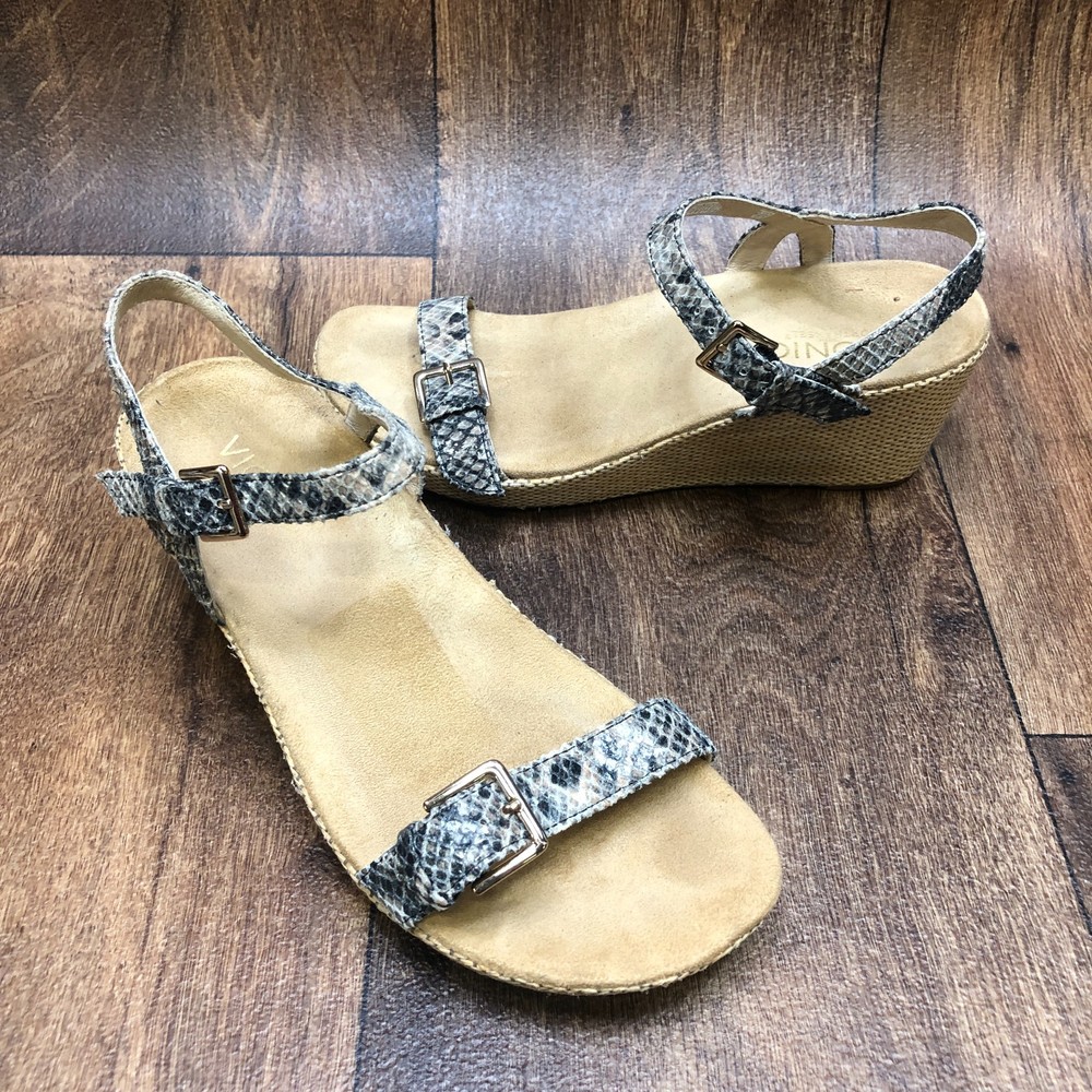 Vionic Enisa Sandals Womens Size 7 Snake Print Wedge Platform Heel Strap Comfort