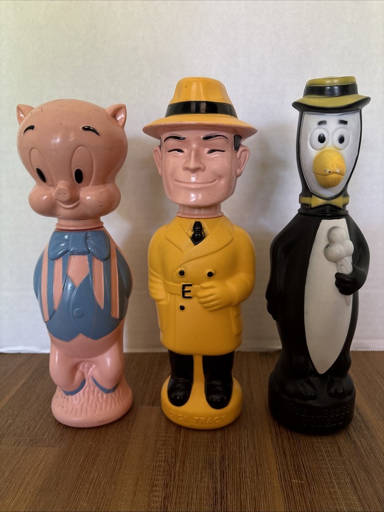 VTG LOT OF 3 1965 Colgate Palmolive Soaky Bubble Bath Dick Tracy Porky Tuxedo
