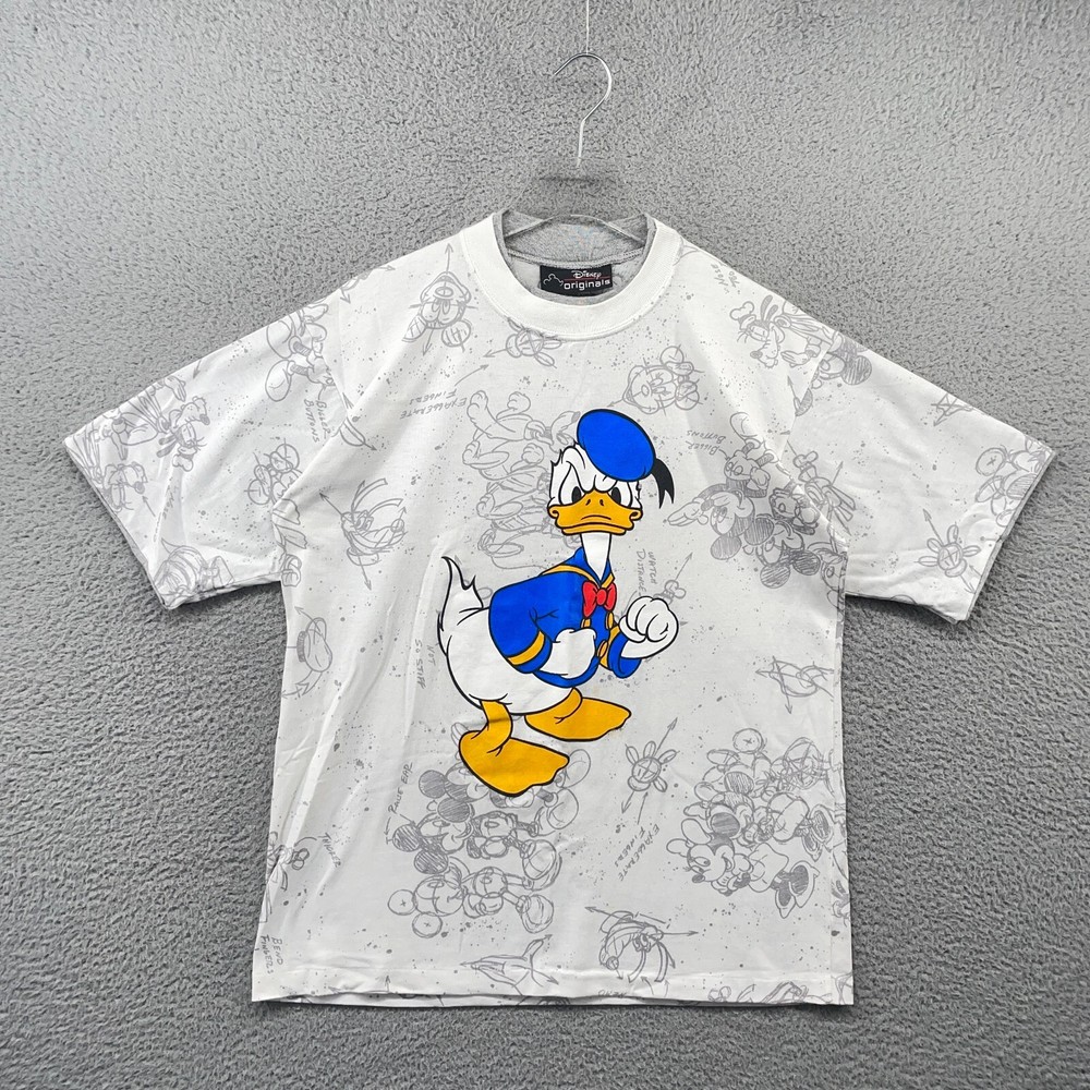 Vintage 90s Disney Donald Duck Shirt Mens Large XL White Single Stitch USA Made