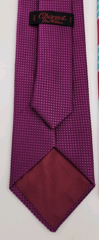 Charvet Place Vendome Fuchsia Silk Tie Luxury Elegance France 58
