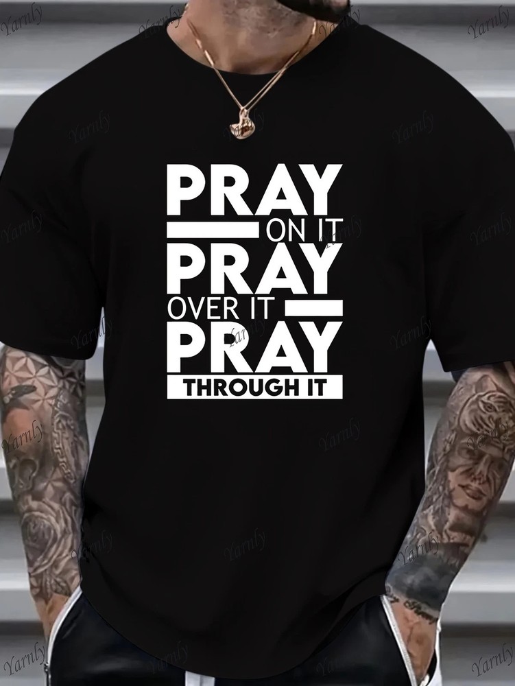 PRAY T Shirt Retro Christian Faith Graphic Trendy Casual Summer Tee