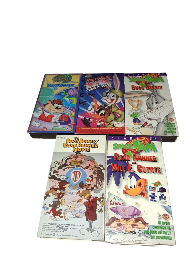 Looney Tunes Lot of 5 VHS Space Jam Bugs Bunny, Taz-tronaut, Bugs& Daffy, runner