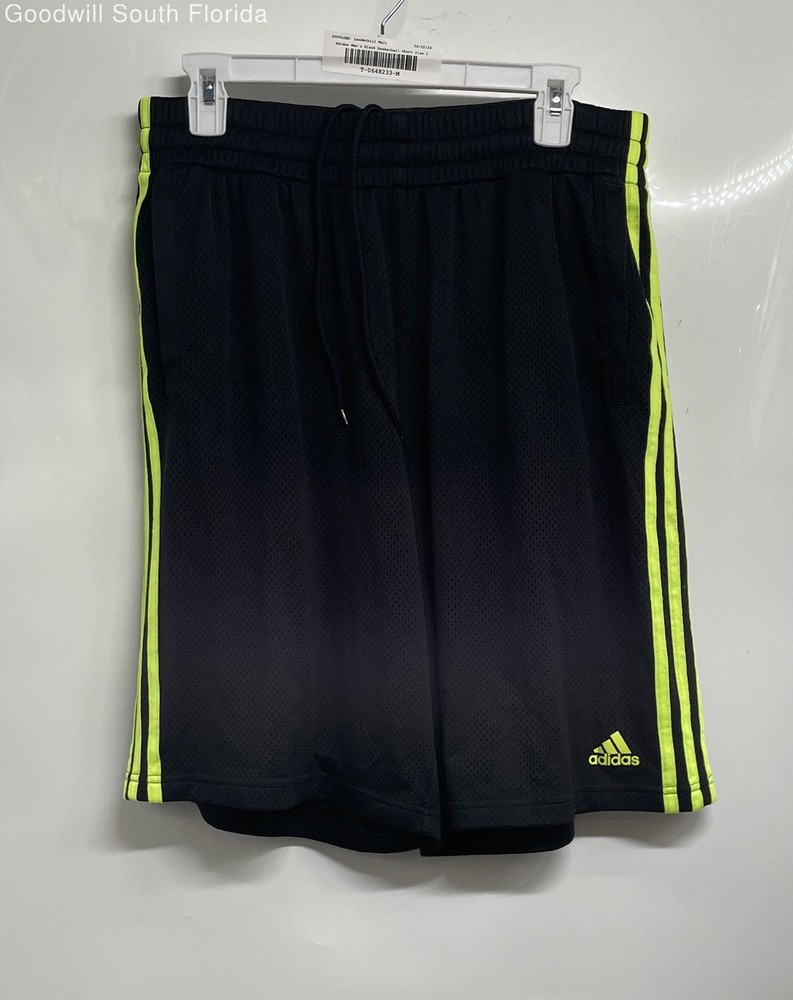 Adidas Mens Black Elastic Waist Drawstring Basketball Athletic Shorts Size Large
