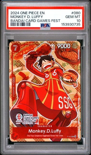 One Piece Monkey D. Luffy 2024 Promos #080 Bandai Card Games Fest Psa 10RCH IS ACCEPTING CONSIGNMENTS! UP TO 95% PAYOUTS!