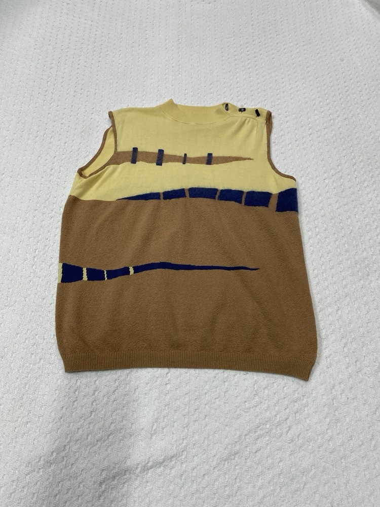 Jamie Sadock Women's Sleeveless Sweater Yellow, Brown, Blue NO TAG FITS SMALL